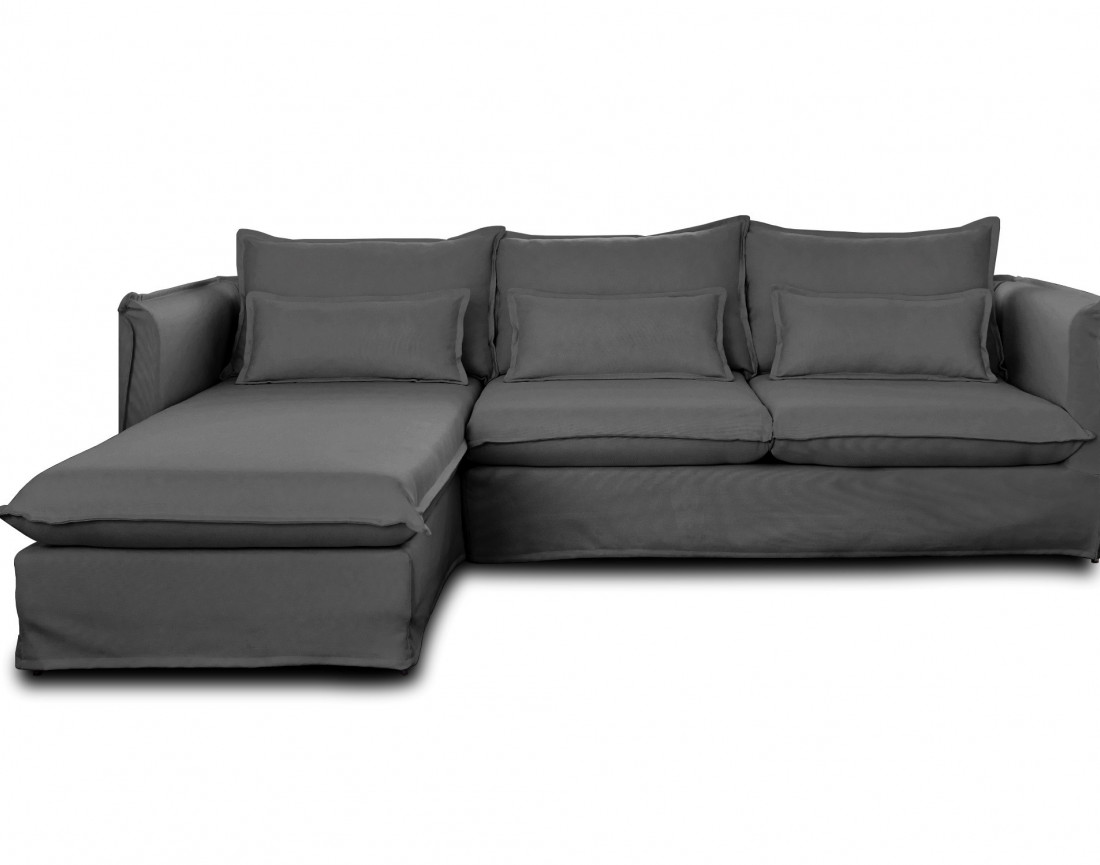 Adriann - canapé d'angle gauche fixe 4 places en tissu déhoussable