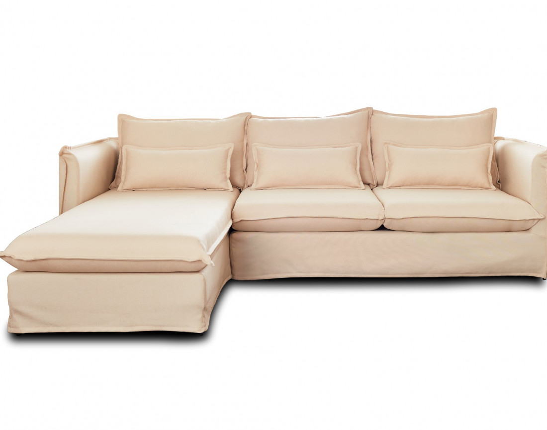Adriann - canapé d'angle gauche fixe 4 places en tissu déhoussable