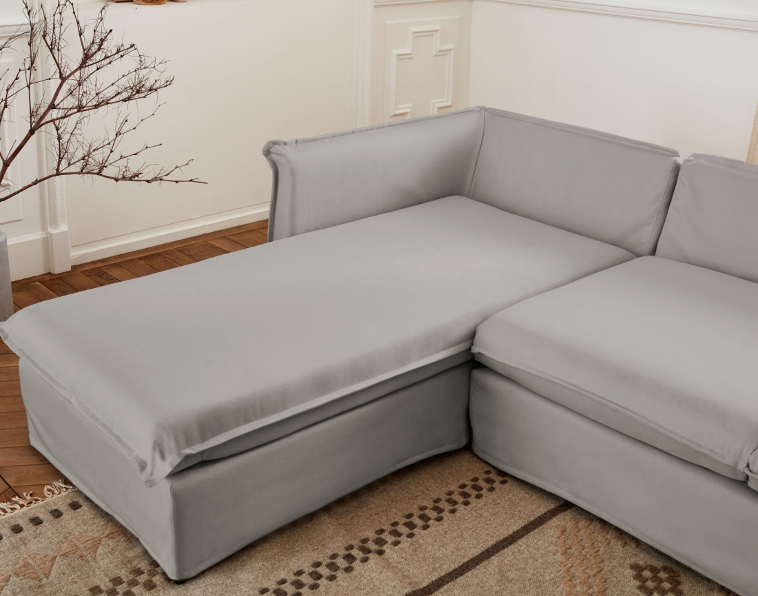 Adriann - canapé d'angle gauche fixe 4 places en tissu déhoussable