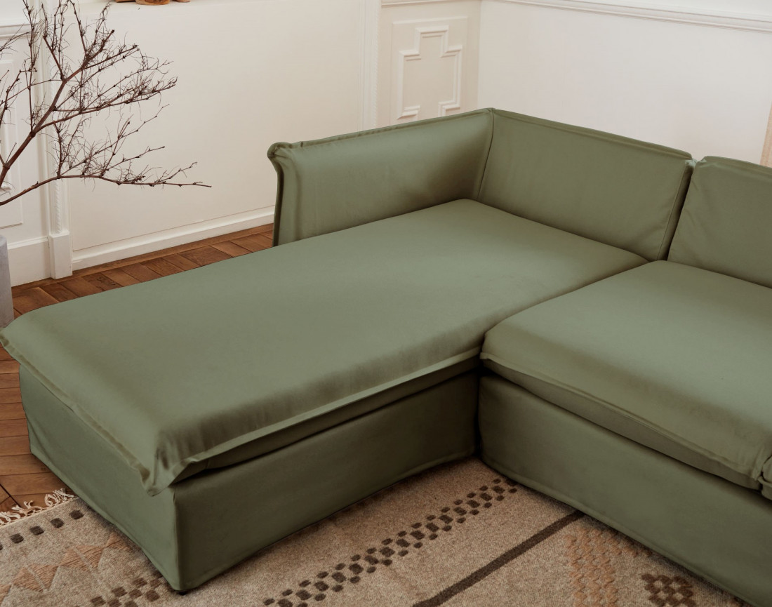 Adriann - canapé d'angle gauche fixe 4 places en tissu déhoussable