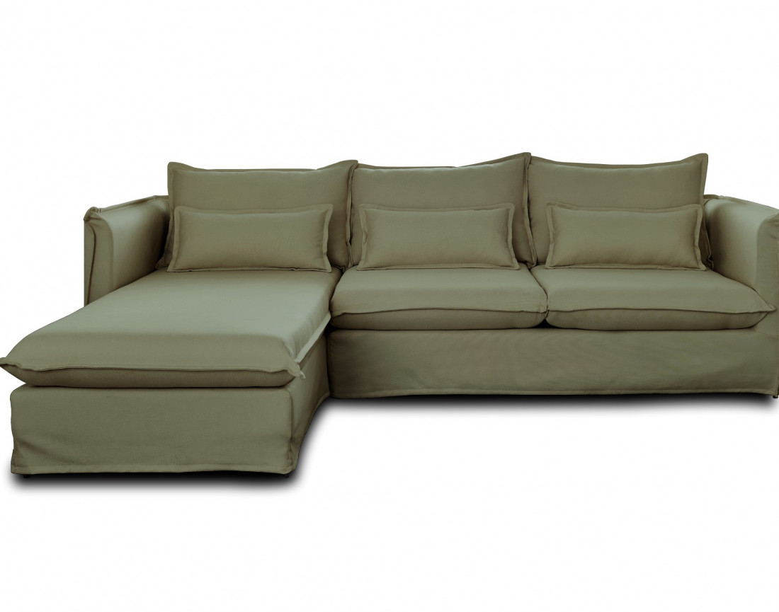 Adriann - canapé d'angle gauche fixe 4 places en tissu déhoussable