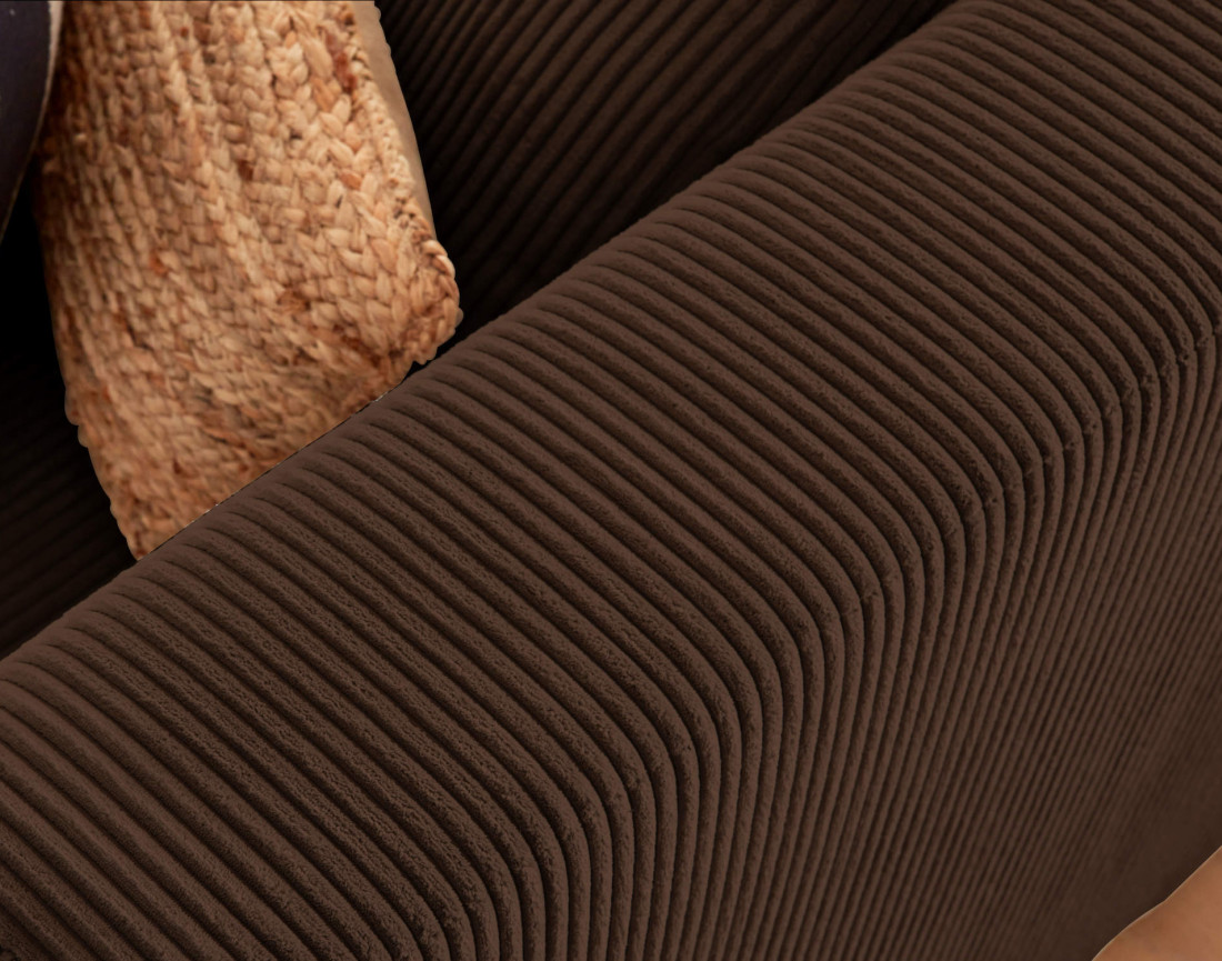 Canapé modulable d'angle gauche 5 places en velours côtelé Victoire