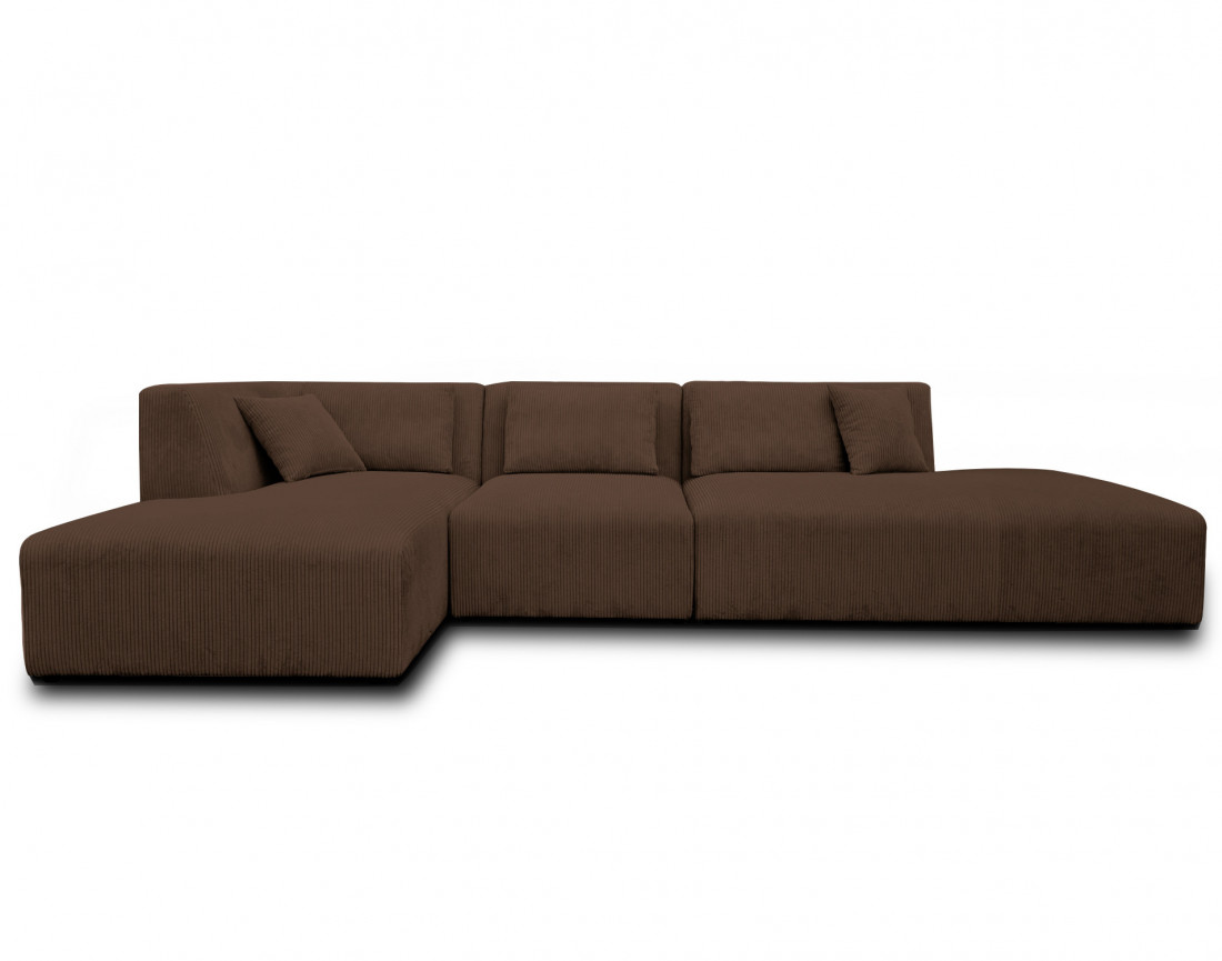 Canapé modulable d'angle gauche 5 places en velours côtelé Victoire