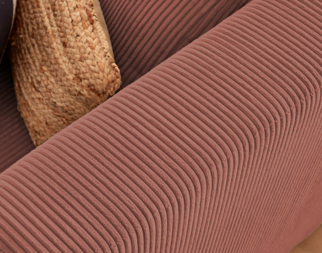 Canapé modulable d'angle gauche 5 places en velours côtelé Victoire