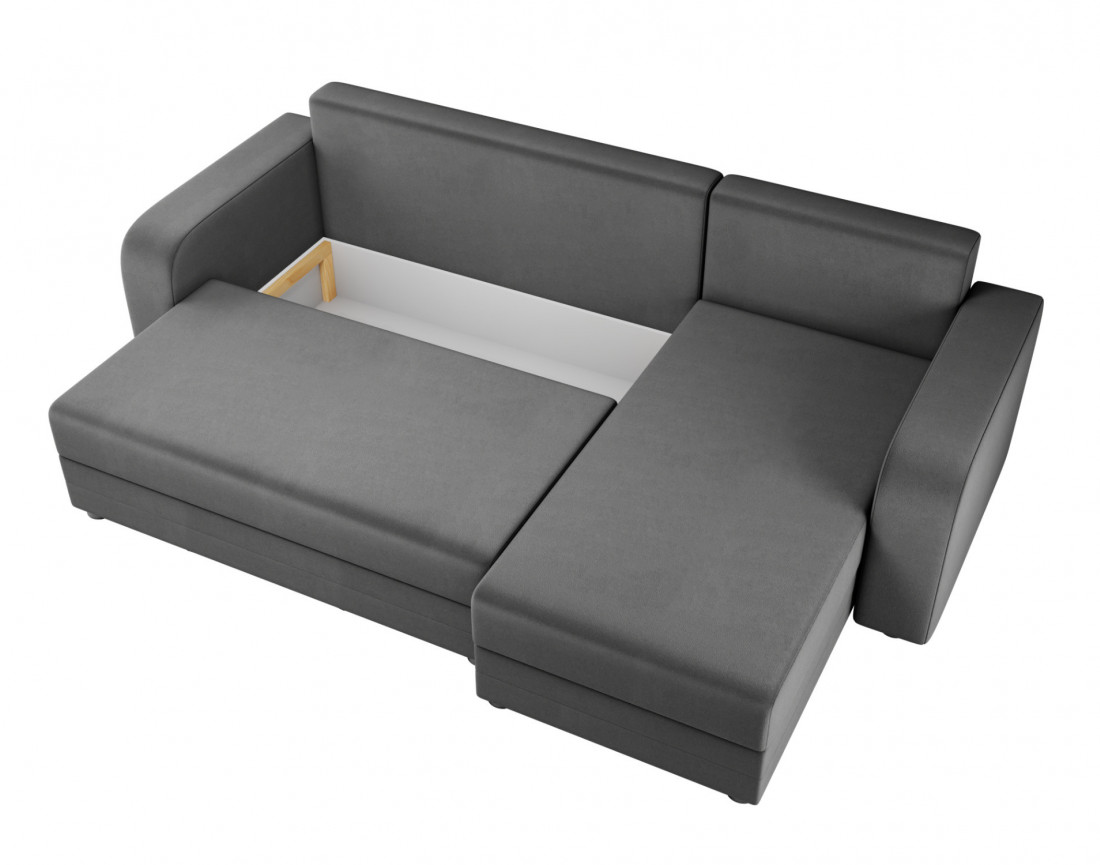 Harvey - canapé d'angle 4 places réversible convertible avec coffre en velours - style contemporain
