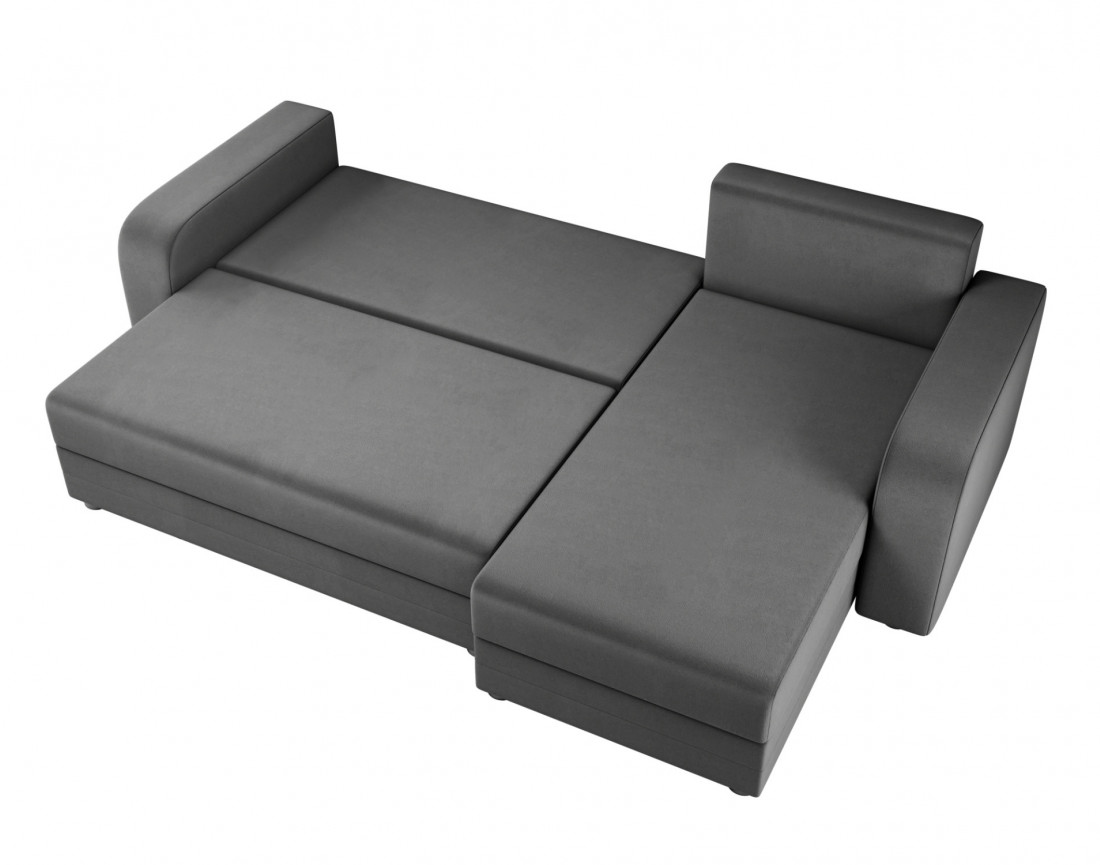 Harvey - canapé d'angle 4 places réversible convertible avec coffre en velours - style contemporain