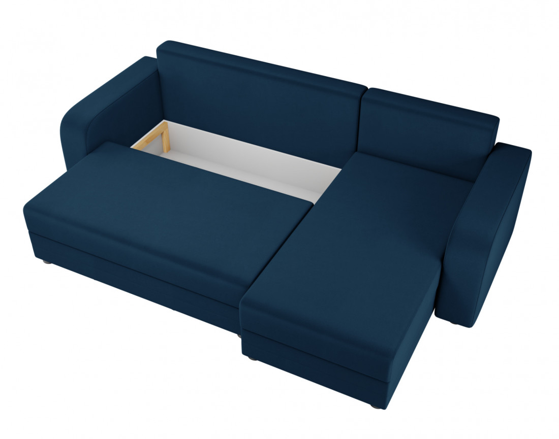 Harvey - canapé d'angle 4 places réversible convertible avec coffre en velours - style contemporain