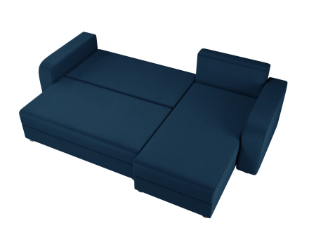 Harvey - canapé d'angle 4 places réversible convertible avec coffre en velours - style contemporain