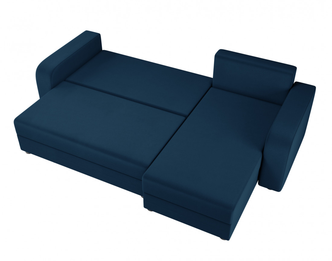 Harvey - canapé d'angle 4 places réversible convertible avec coffre en velours - style contemporain