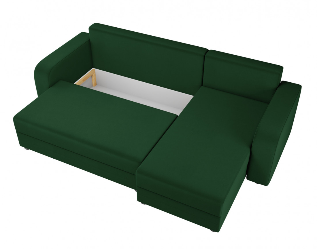 Harvey - canapé d'angle 4 places réversible convertible avec coffre en velours - style contemporain