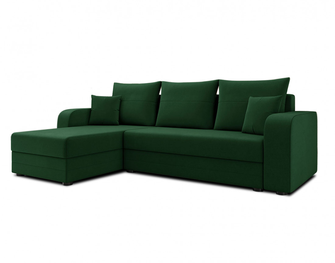 Harvey - canapé d'angle 4 places réversible convertible avec coffre en velours - style contemporain