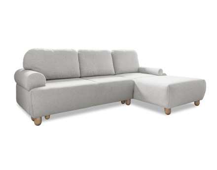 Canapé d'angle droit 4 places convertible avec coffre en tissu Olli