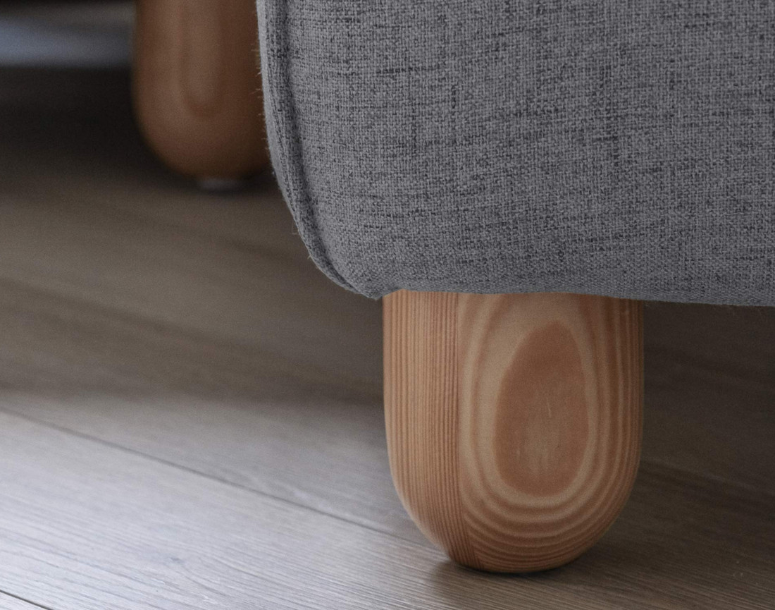 Canapé d'angle droit 4 places convertible avec coffre en tissu Olli