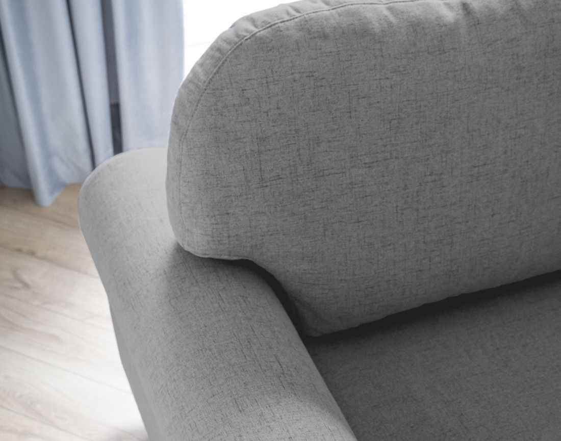 Canapé d'angle droit 4 places convertible avec coffre en tissu Olli