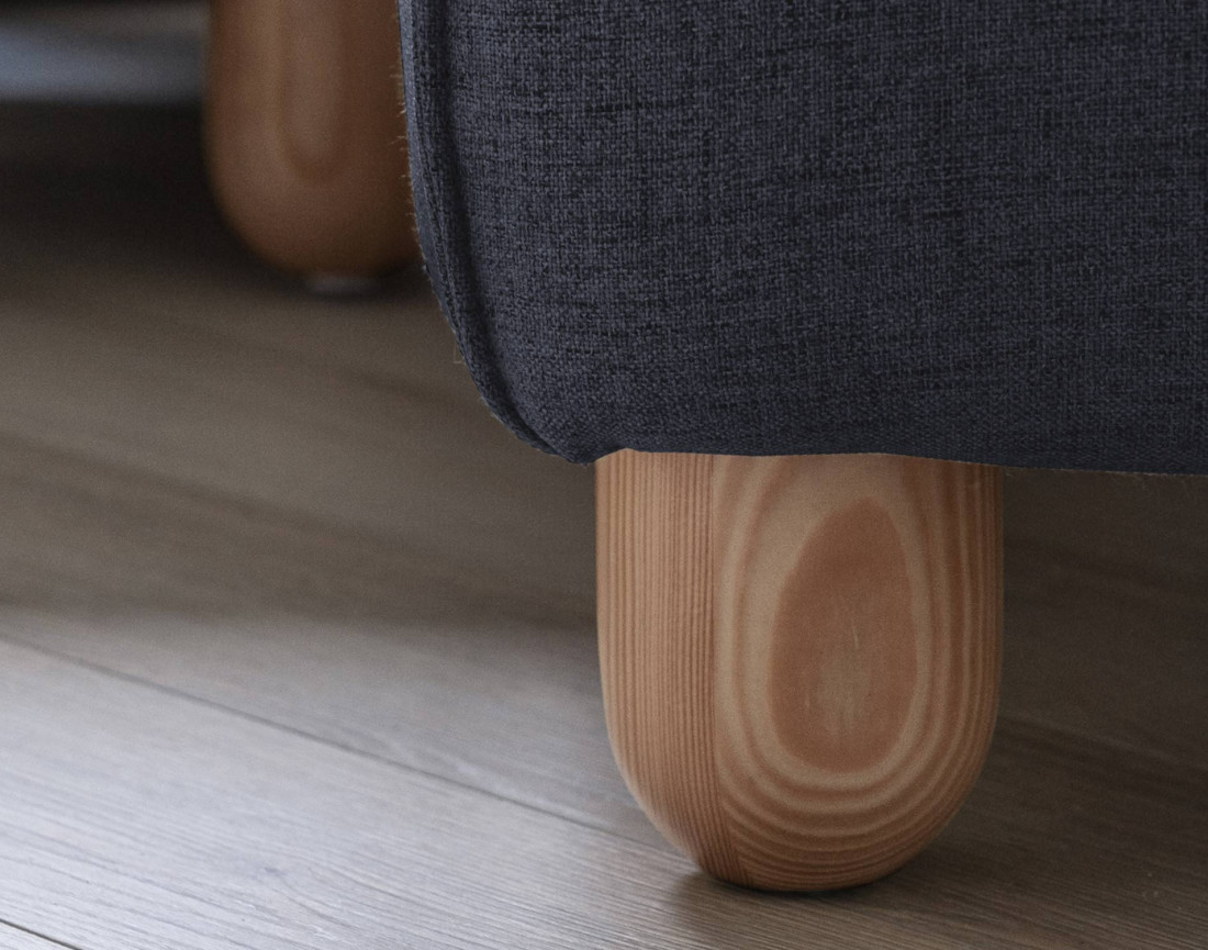 Canapé d'angle droit 4 places convertible avec coffre en tissu Olli