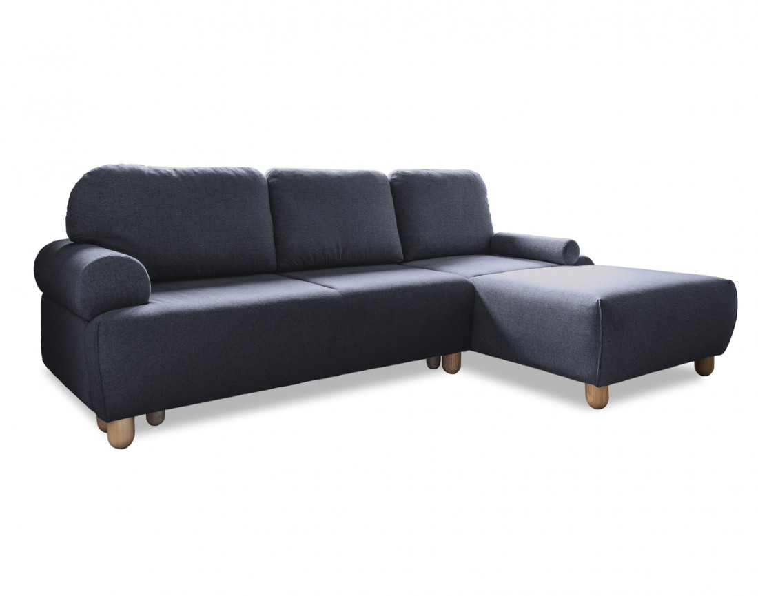 Canapé d'angle droit 4 places convertible avec coffre en tissu Olli