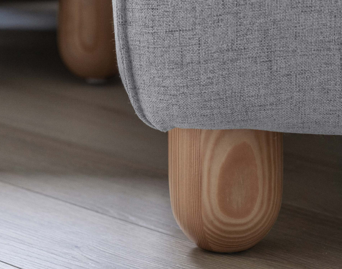 Canapé d'angle droit 4 places convertible avec coffre en tissu Olli