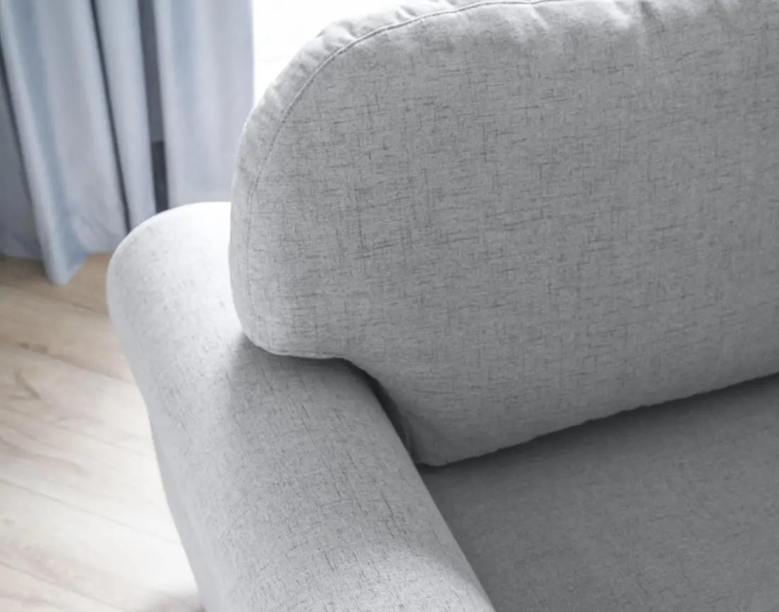 Canapé d'angle droit 4 places convertible avec coffre en tissu Olli