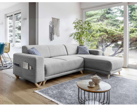 Bella - canapé d'angle réversible convertible 4 places en tissu