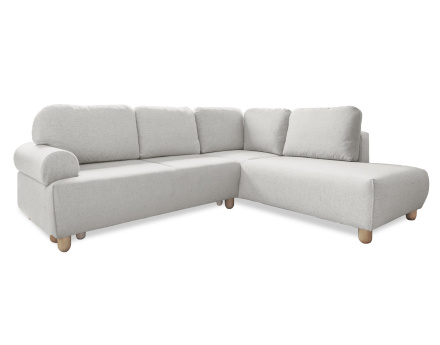 Canapé d'angle droit 5 places convertible avec coffre en tissu Olli