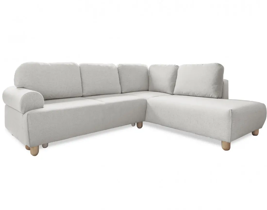 Canapé d'angle droit 5 places convertible avec coffre en tissu Olli