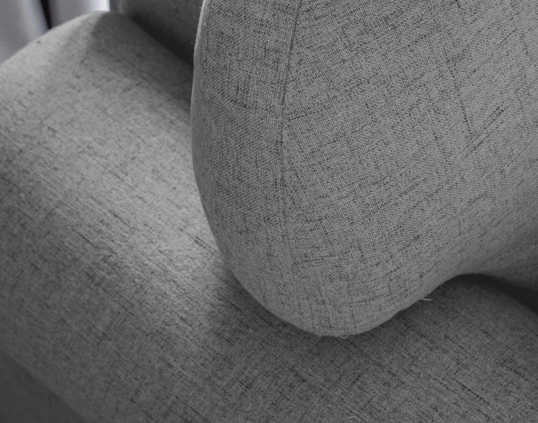 Canapé d'angle droit 5 places convertible avec coffre en tissu Olli