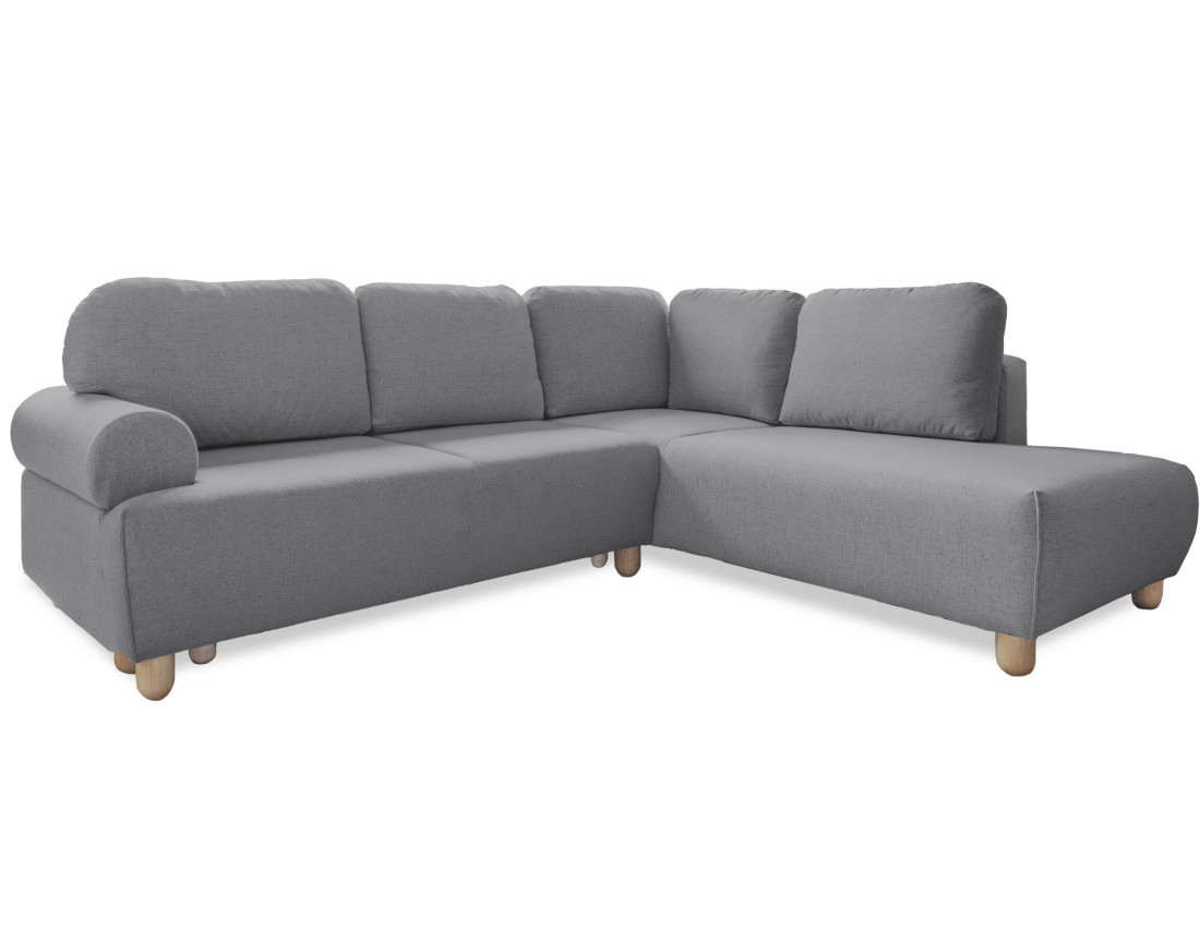 Canapé d'angle droit 5 places convertible avec coffre en tissu Olli