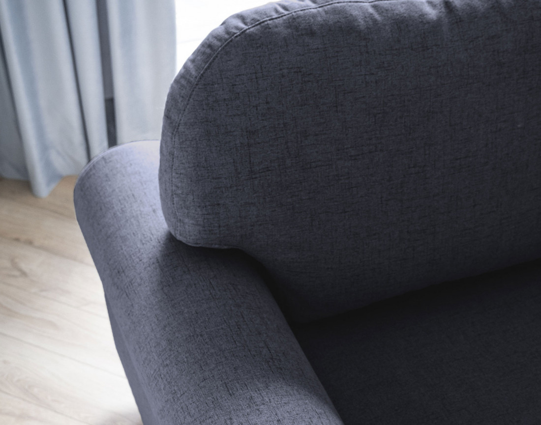 Canapé d'angle droit 5 places convertible avec coffre en tissu Olli