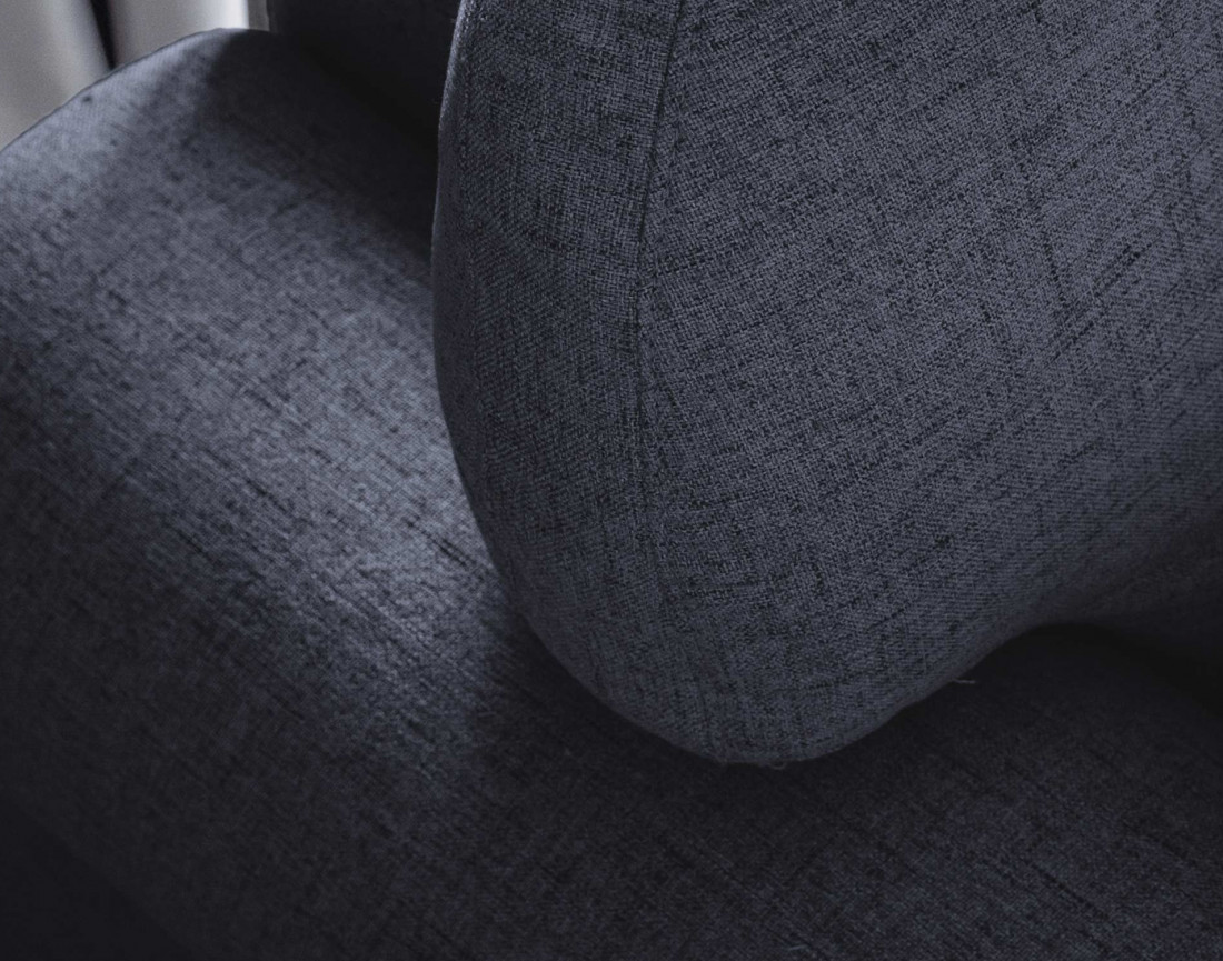 Canapé d'angle droit 5 places convertible avec coffre en tissu Olli