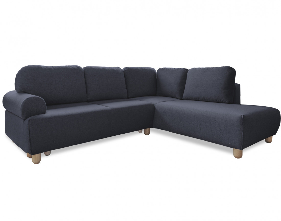 Canapé d'angle droit 5 places convertible avec coffre en tissu Olli