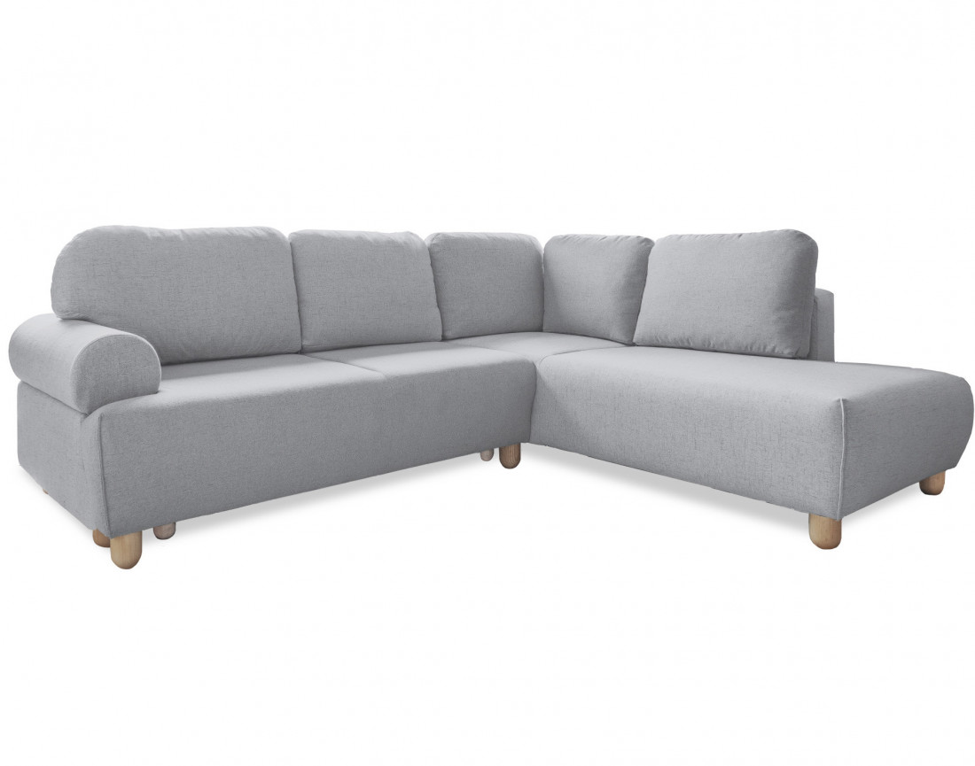 Canapé d'angle droit 5 places convertible avec coffre en tissu Olli