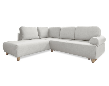 Canapé d'angle gauche 5 places convertible avec coffre en tissu Olli
