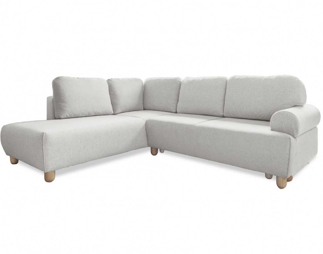 Canapé d'angle gauche 5 places convertible avec coffre en tissu Olli