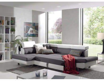 Lisbona – canapé d’angle gauche convertible avec têtières relevables