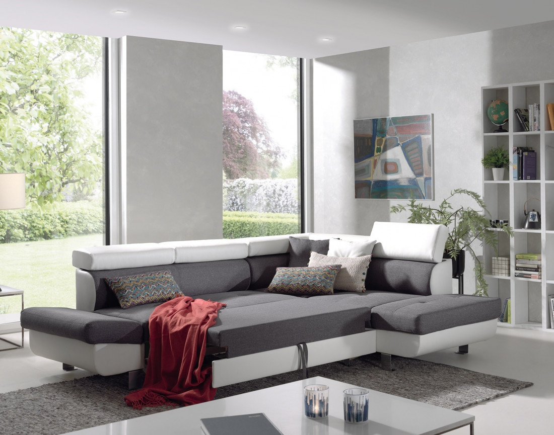 Lisbona - Canapé d'angle droit convertible - L 252 x P 190cm