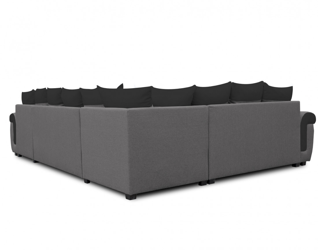 Canapé panoramique d'angle réversible convertible en tissu et PU Henry