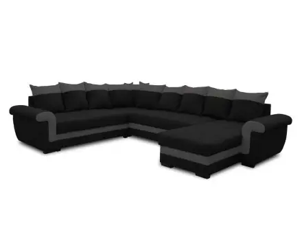 Canapé panoramique d'angle réversible convertible en tissu et PU Henry