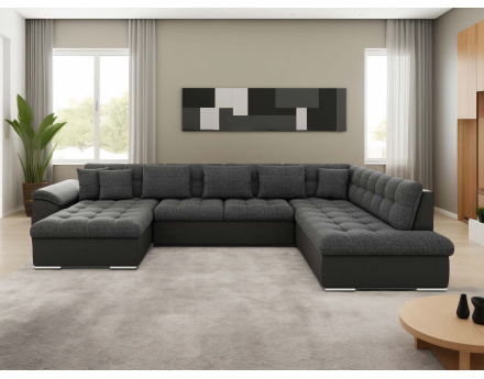 Chuck – canapé panoramique d'angle droit convertible avec coffre au style contemporain