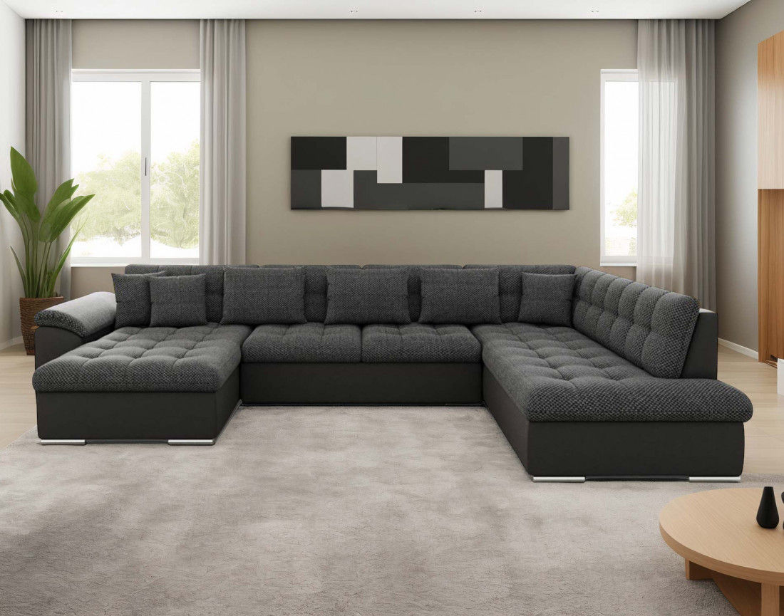 Chuck – canapé panoramique d'angle droit convertible avec coffre au style contemporain