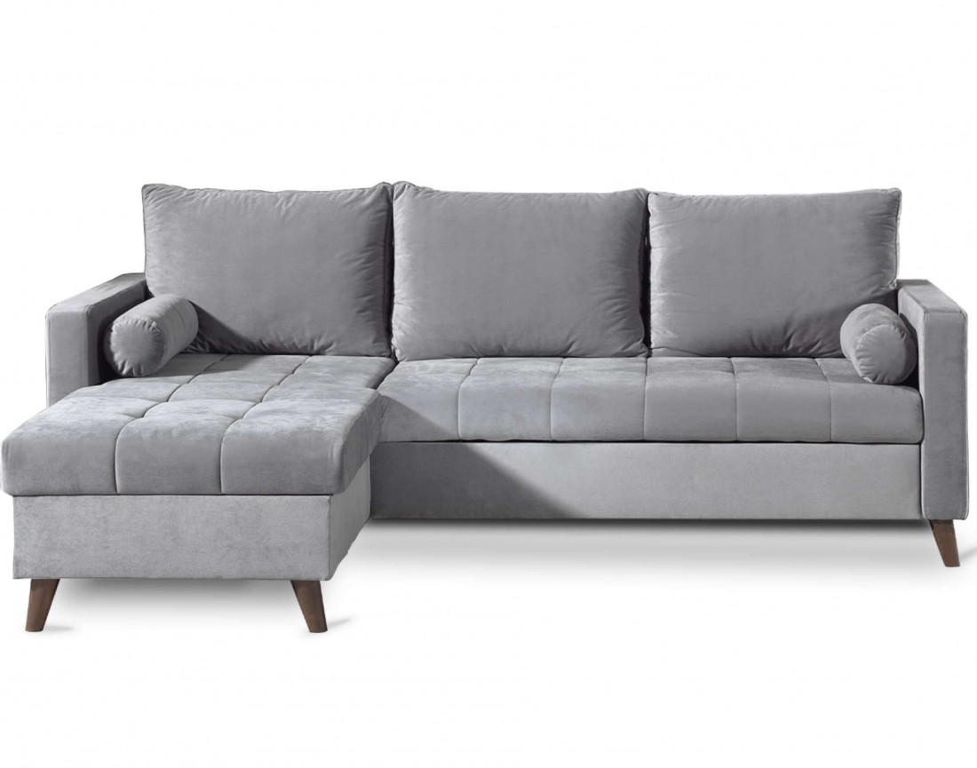 Polar - canapé d’angle réversible convertible en velours au design scandinave
