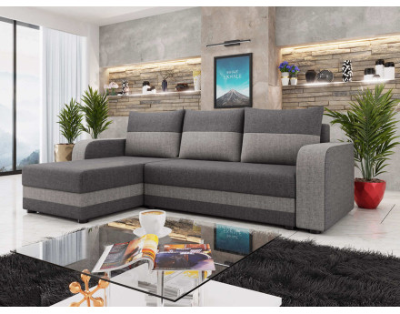 Harvey – canapé d’angle réversible convertible avec coffre 4 places en tissu style contemporain