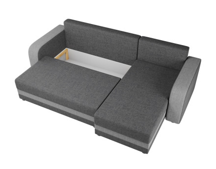 Canapé d'angle réversible 4 places convertible avec coffre en tissu bicolore Harvey