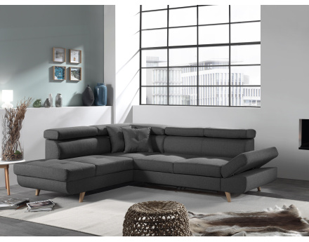 Linea - Canapé d'angle gauche convertible scandinave - L 252 x P 190cm