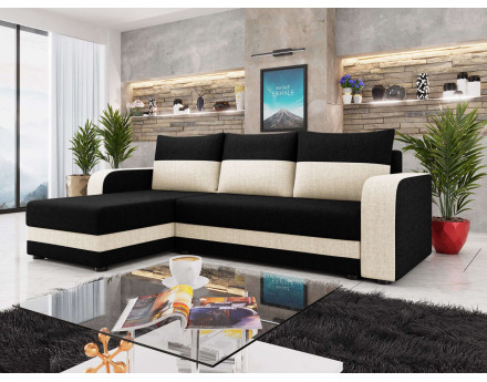Harvey – canapé d’angle réversible convertible avec coffre 4 places en tissu style contemporain