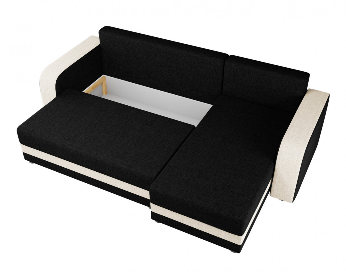 Canapé d'angle réversible 4 places convertible avec coffre en tissu bicolore Harvey