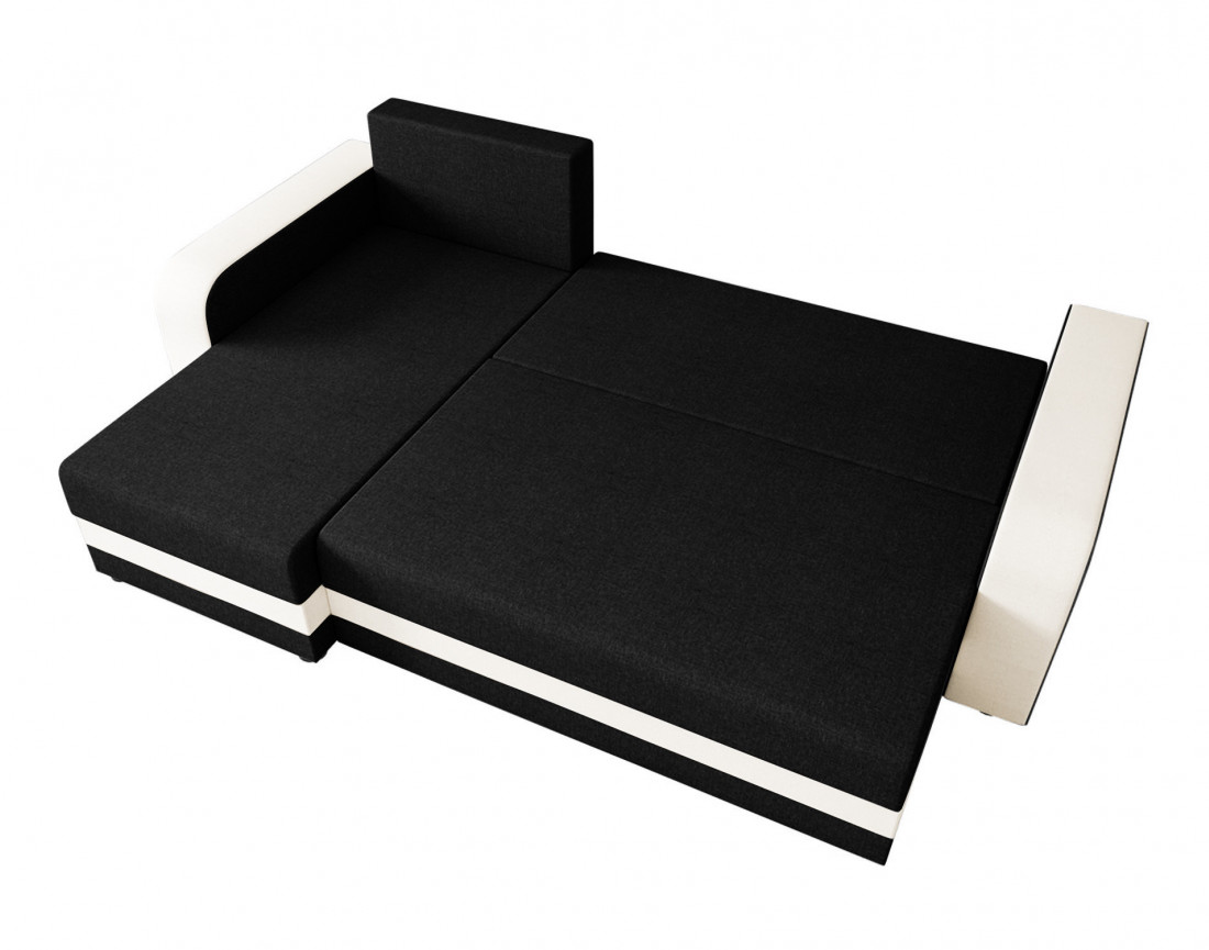 Canapé d'angle réversible 4 places convertible avec coffre en tissu bicolore Harvey