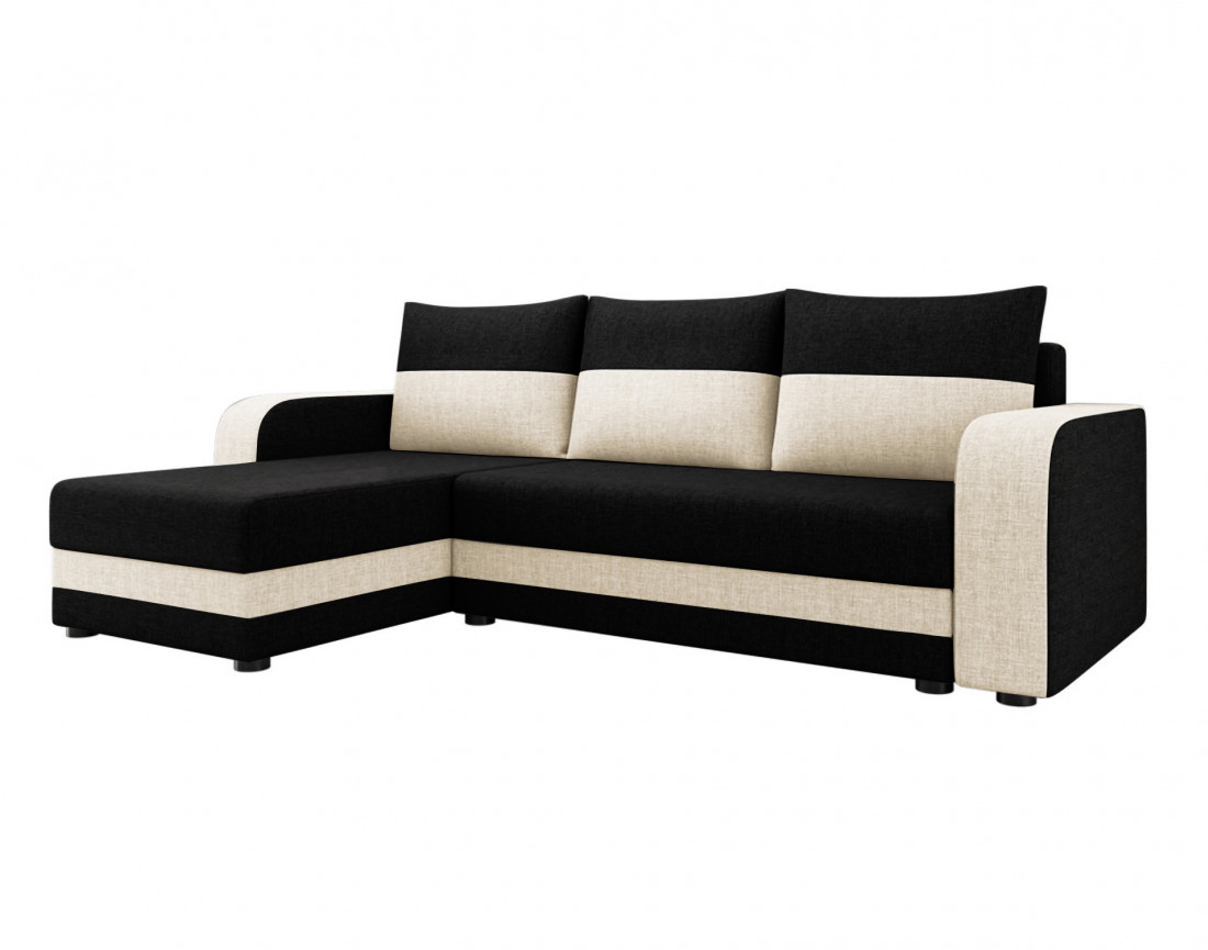 Harvey – canapé d’angle réversible convertible avec coffre 4 places en tissu style contemporain