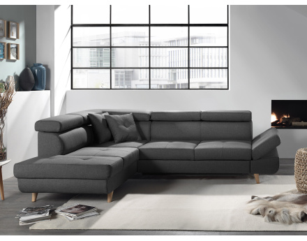 Linea - Canapé d'angle gauche convertible scandinave - L 252 x P 190cm