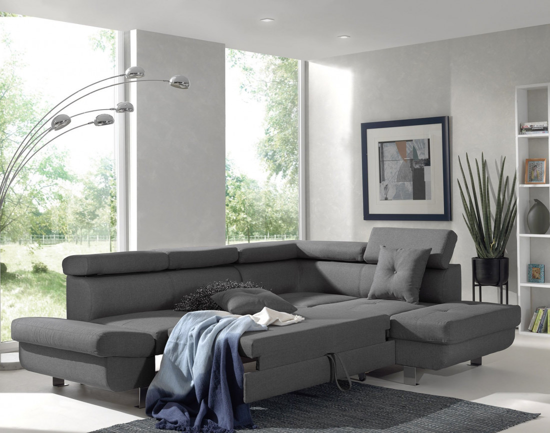 Lisbona - Canapé d'angle droit convertible - L 252 x P 190cm