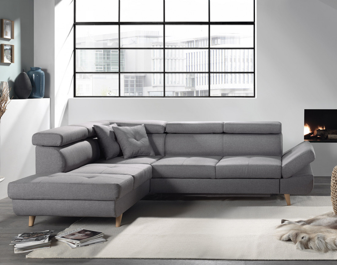 Linea - Canapé d'angle gauche convertible scandinave - L 252 x P 190cm